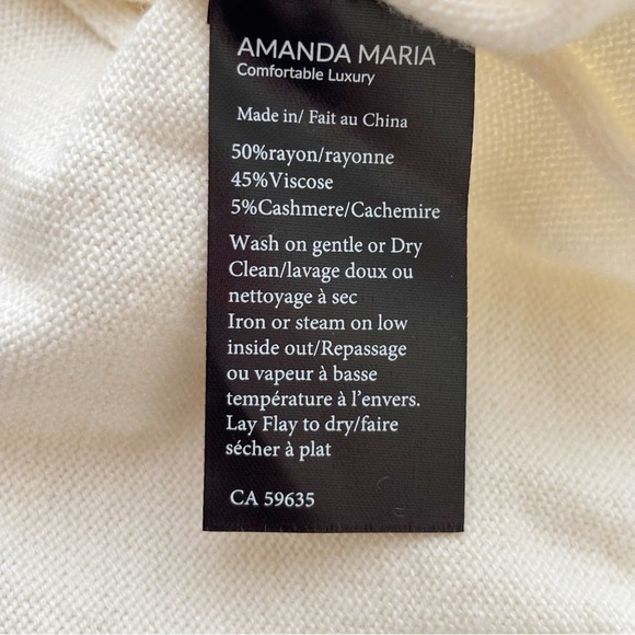 Amanda Maria Cashmere Blend Sweater XS Crew Neck Ivory - Picture 7 of 8